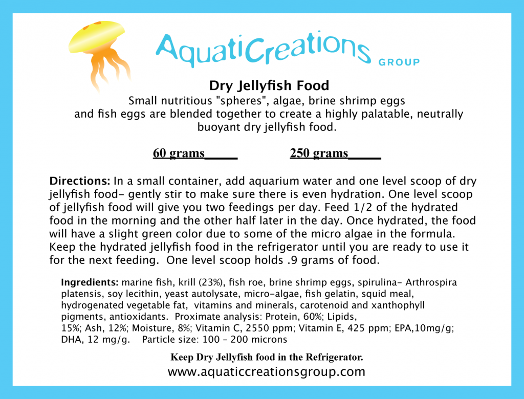 ACG Dry Jellyfish Food Label